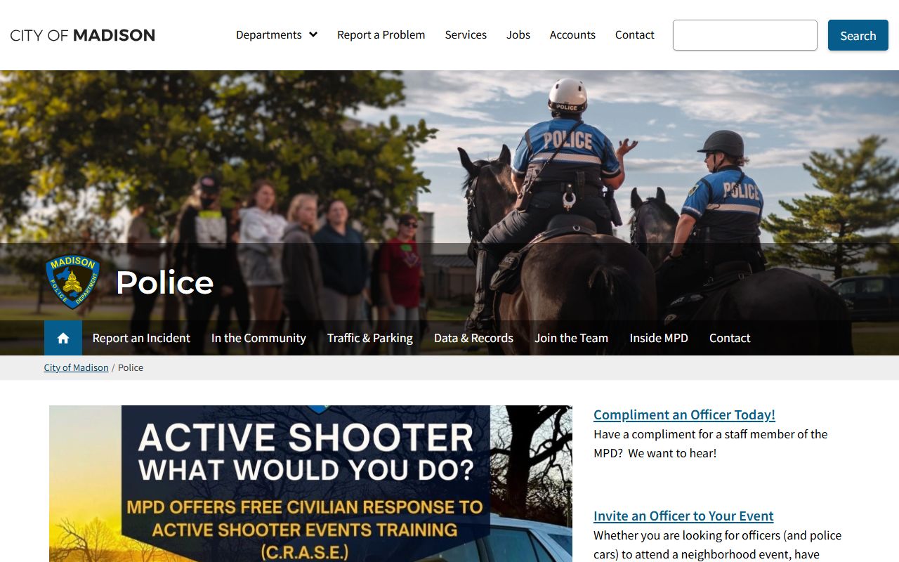 Madison bench warrants with police department resources