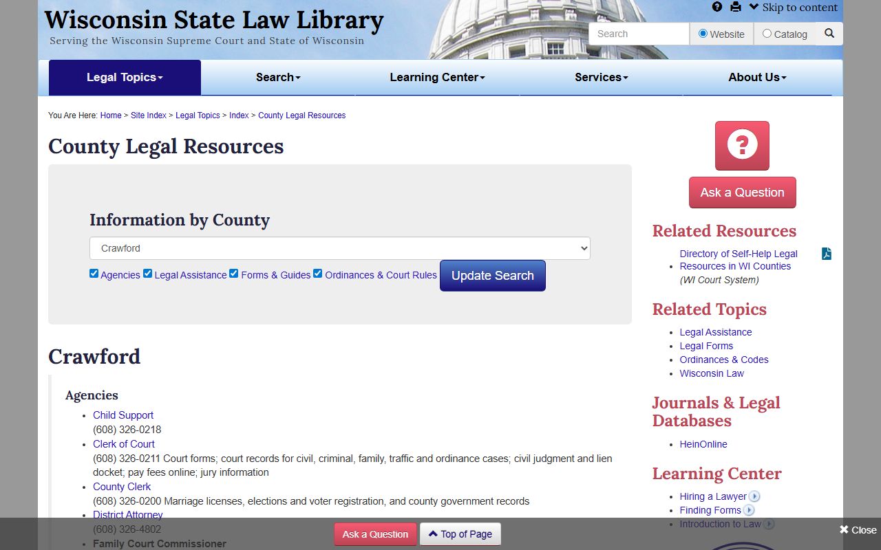 Crawford County bench warrants state law library resources