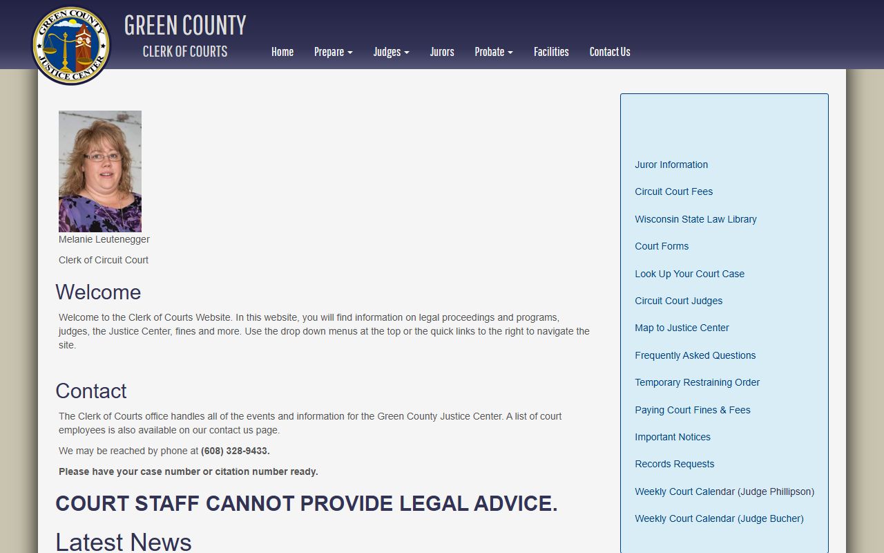 Green County bench warrants clerk of courts resources