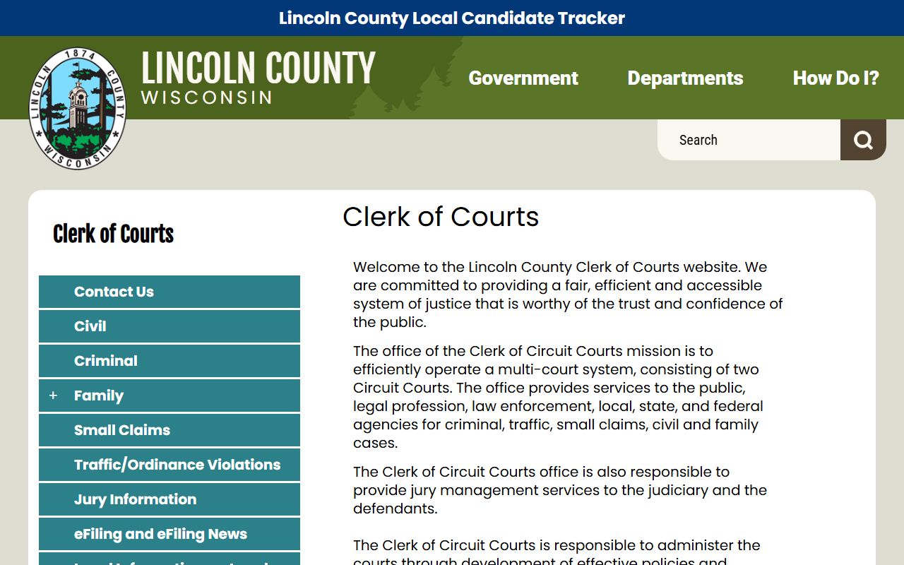 Lincoln County bench warrants clerk of court resources